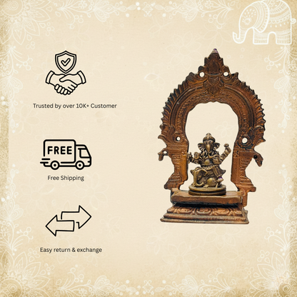 Antique Ganesh with mini mandir attached, 100% Copper