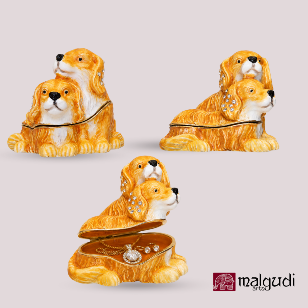 Enamel trinket box of dog, jewelry organizer, perfect surprise gift
