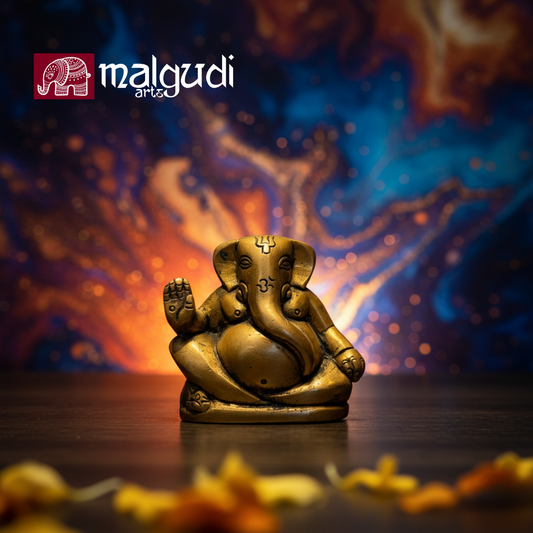 Ganesha Aashirwad pose, 100% brass, Divine Pooja idol