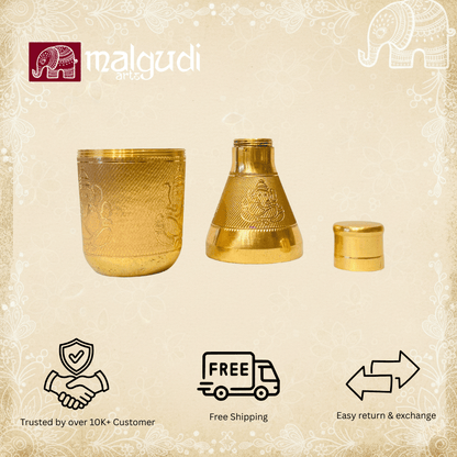 Engraved brass vessel with Ganesha designs