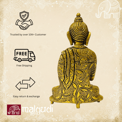 Golden Buddha in meditative serenity, 100% Brass