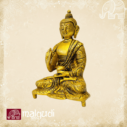 Golden Buddha in meditative serenity, 100% Brass