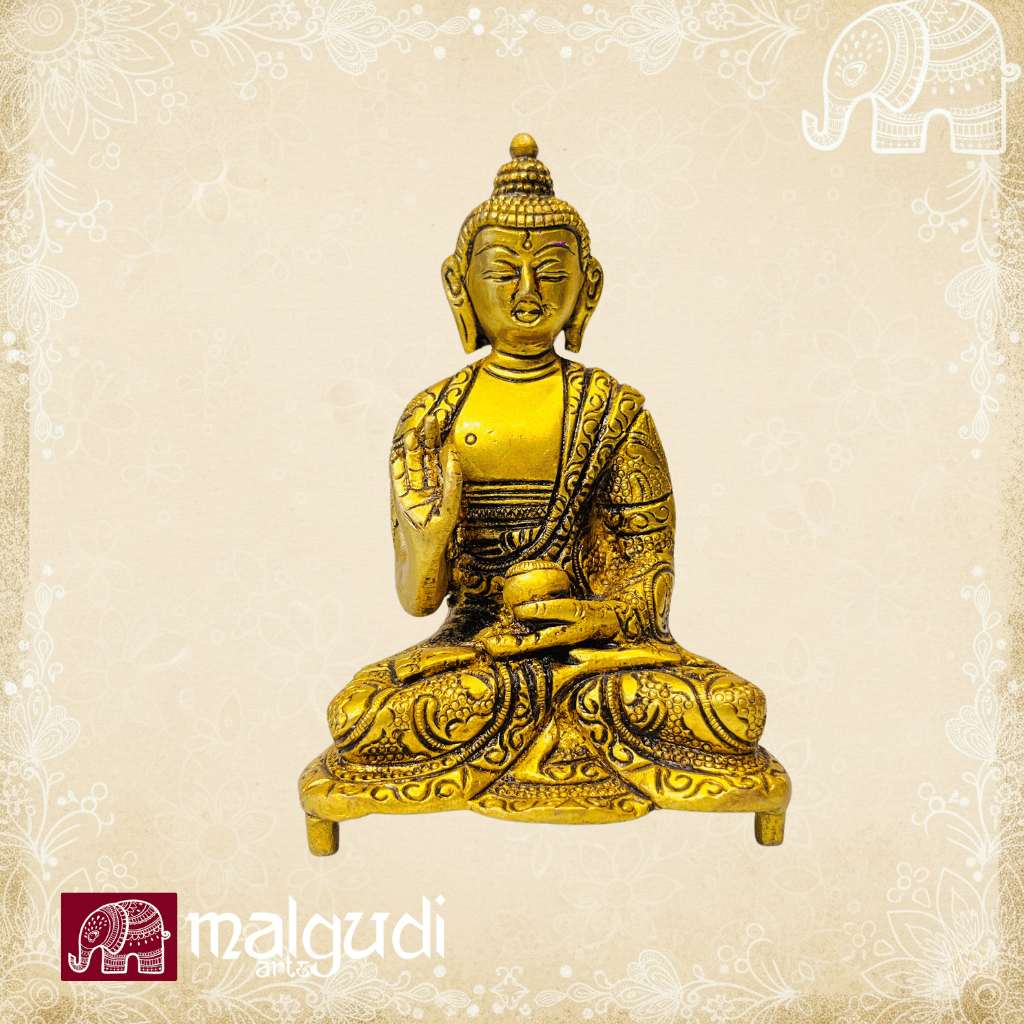 Golden Buddha in meditative serenity, 100% Brass