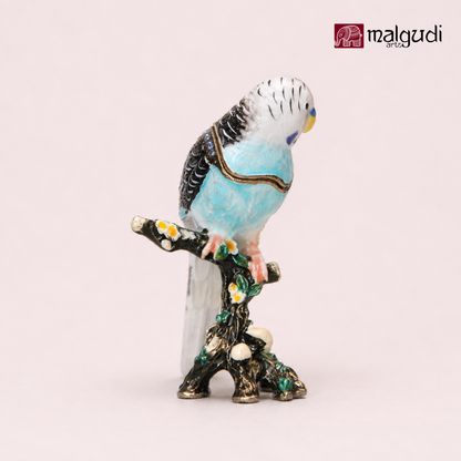 Cyan Sparrow Enamel Trinket Box by MalgudiArts (view 4)