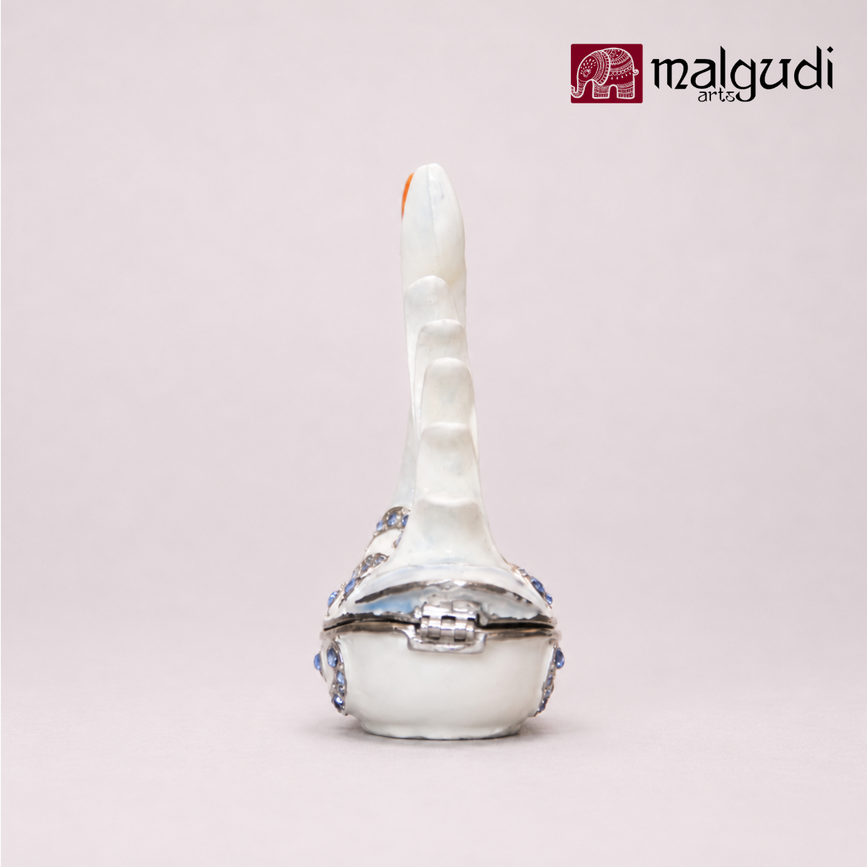 White Swan Enamel Trinket Box, Jewellery Organizer by MalgudiArts (view 4)