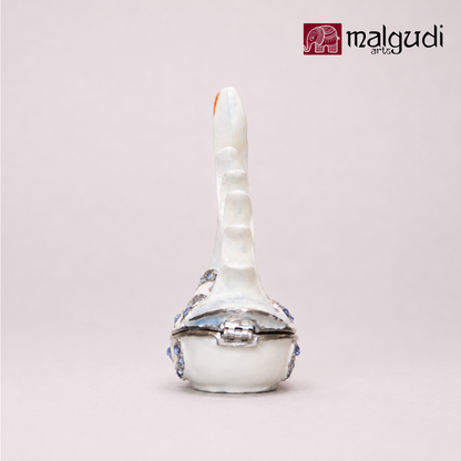 White Swan Enamel Trinket Box, Jewellery Organizer by MalgudiArts (view 4)