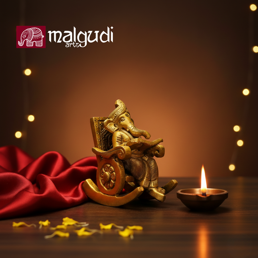 Fine Brass Ganesh in swinging chair, 100% Brass