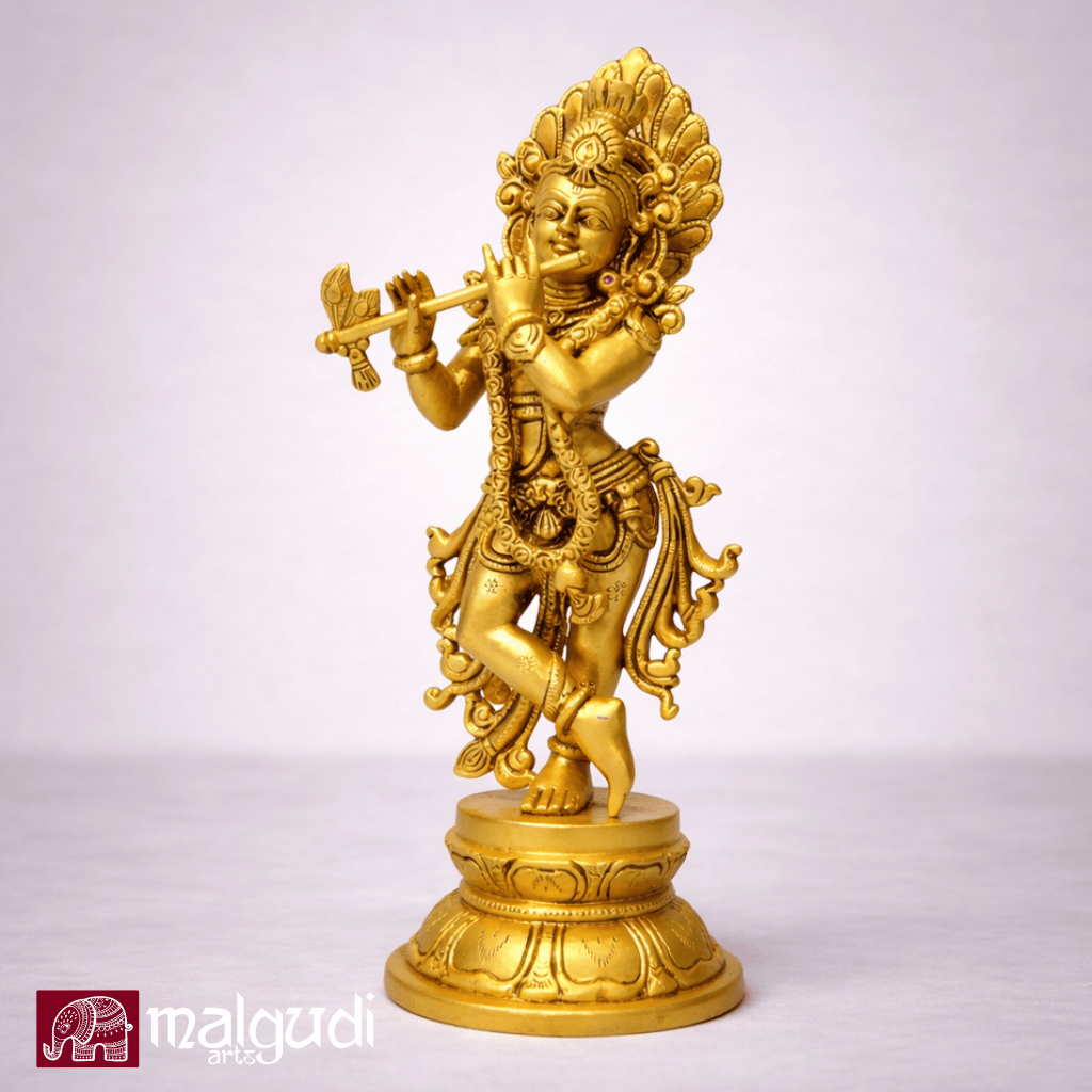 Lord Krishna in brass elegance
