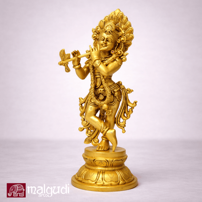 Lord Krishna in brass elegance