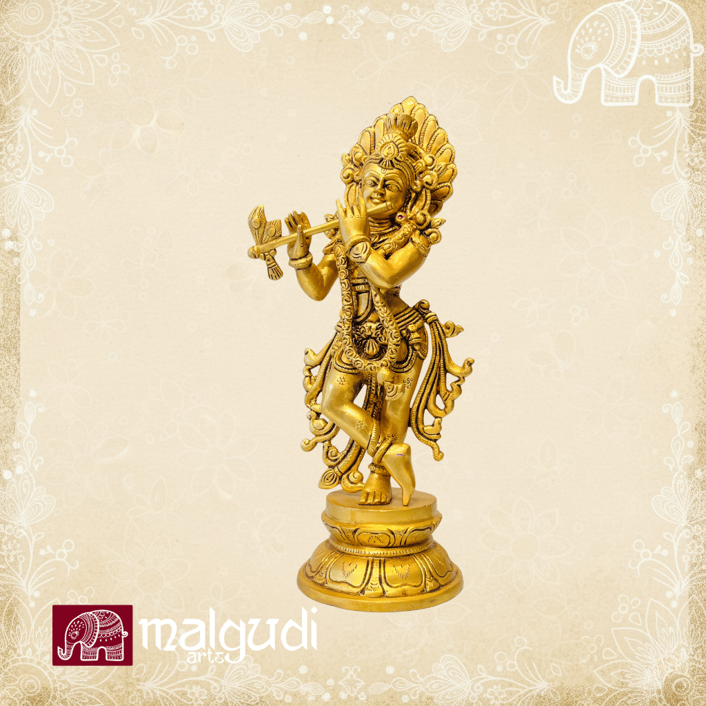 Lord Krishna in brass elegance