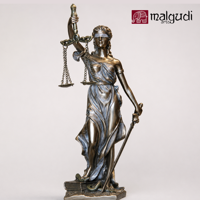 Lady Justice Statue, Matte Bronze Finish Showpiece by MalgudiArts