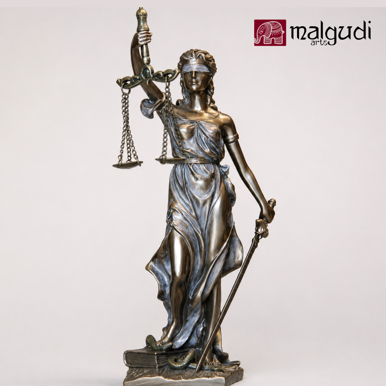 Bronze Resign matte, Justice Lady with balance and sword, Show piece