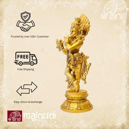 Lord Krishna in brass elegance