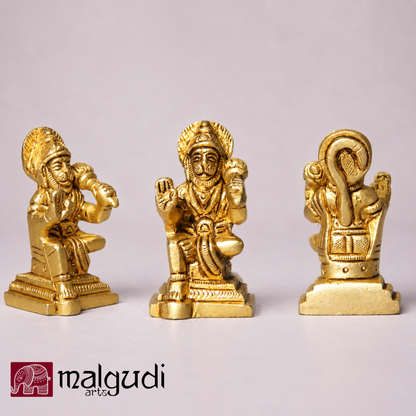 Sitting Hanuman Brass Idol for Pooja and Home Décor by MalgudiArts (view 3)
