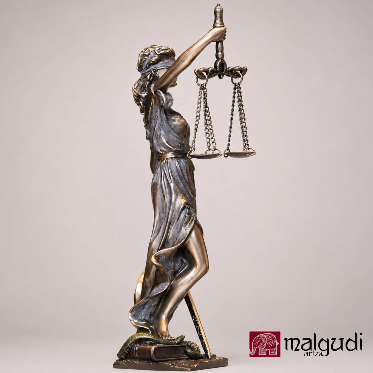 Bronze Resign matte, Justice Lady with balance and sword, Show piece
