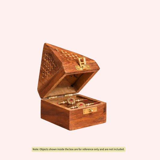 Triangle shaped Wooden Jewelry Box with Brass Latch | Small Storage Organizer