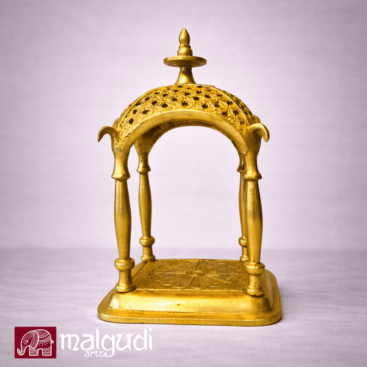Ornate brass temple mandap, pooja mandir small size