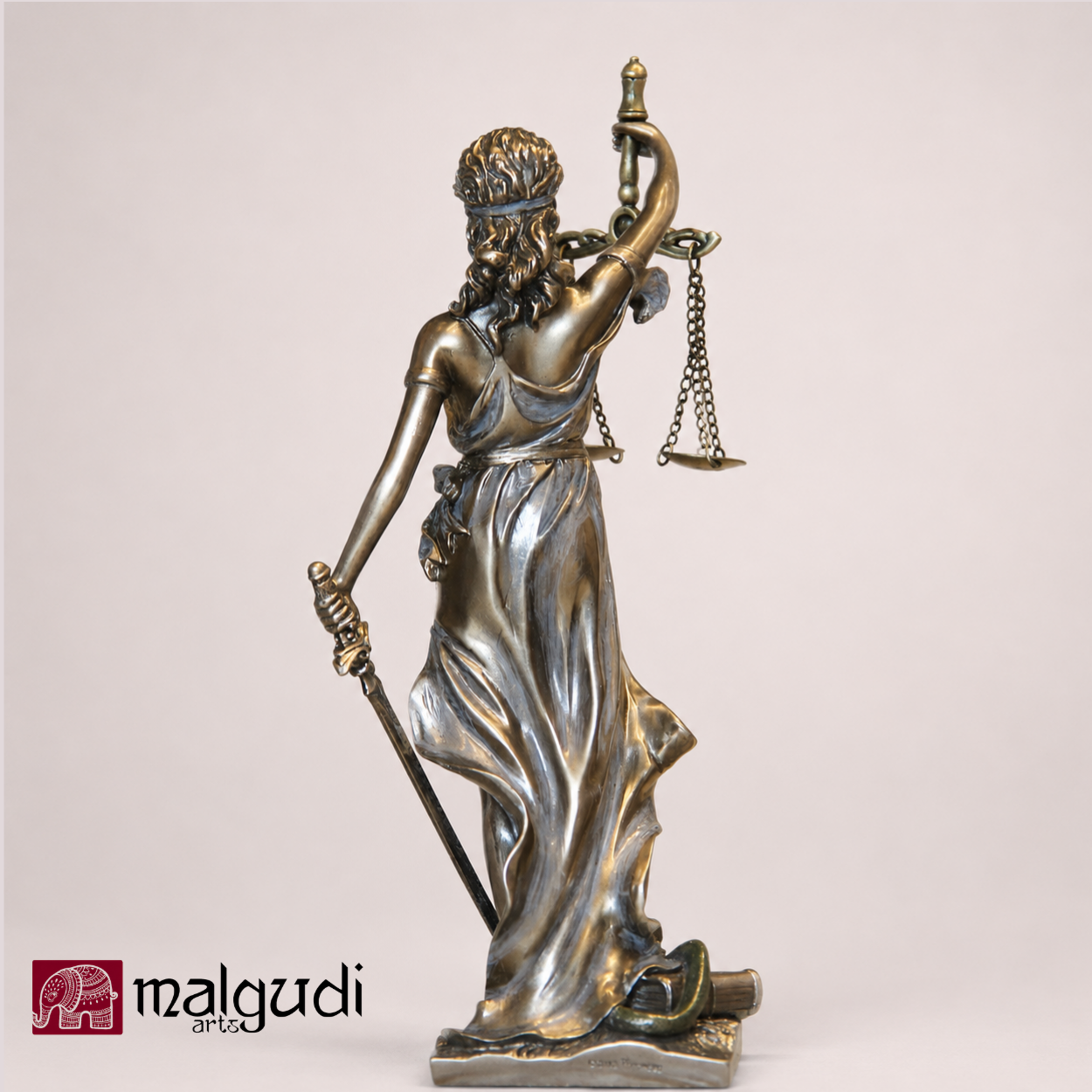 Bronze Resign matte, Justice Lady with balance and sword, Show piece