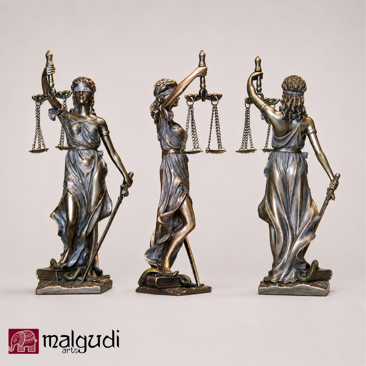 Bronze Resign matte, Justice Lady with balance and sword, Show piece