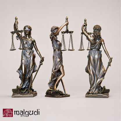 Bronze Resign matte, Justice Lady with balance and sword, Show piece
