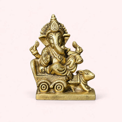 Brass lord ganesha on Mushak vahaan